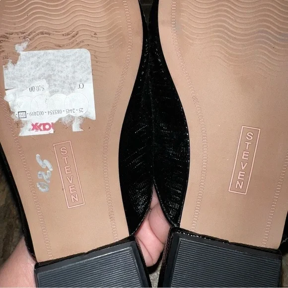 NEW Steven by Steve Madden Heidie Black Textured Slip On Pointed Toe Mule Flats - Picture 8 of 10
